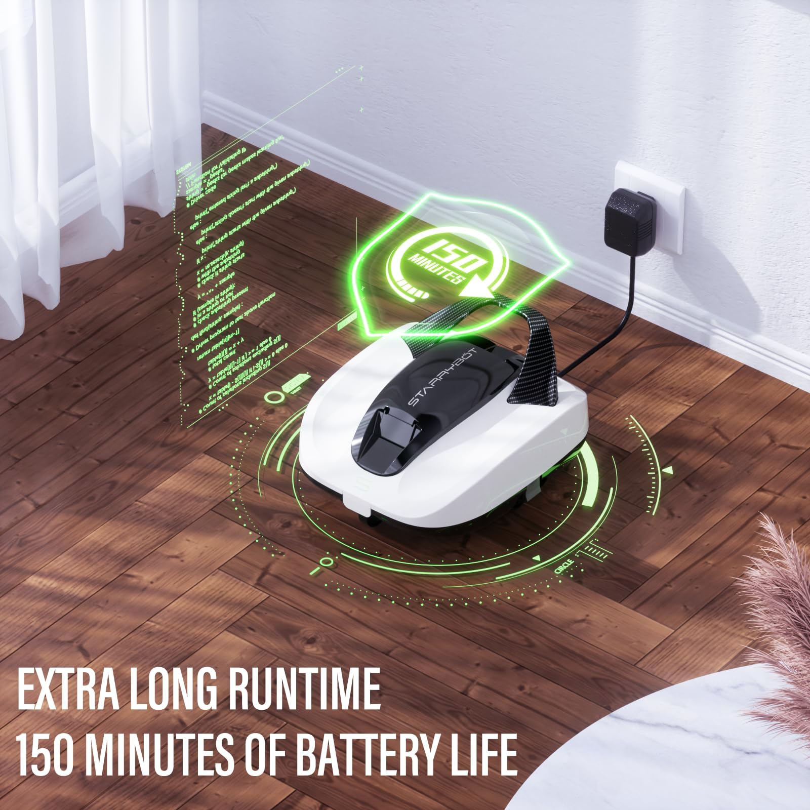 Starrybot Cordless Robotic Pool Cleaner for Above-Ground Pools - 150 Mins Runtime, Self-Parking Technology, Cleans Up to 900 Sq.Ft Starrybot