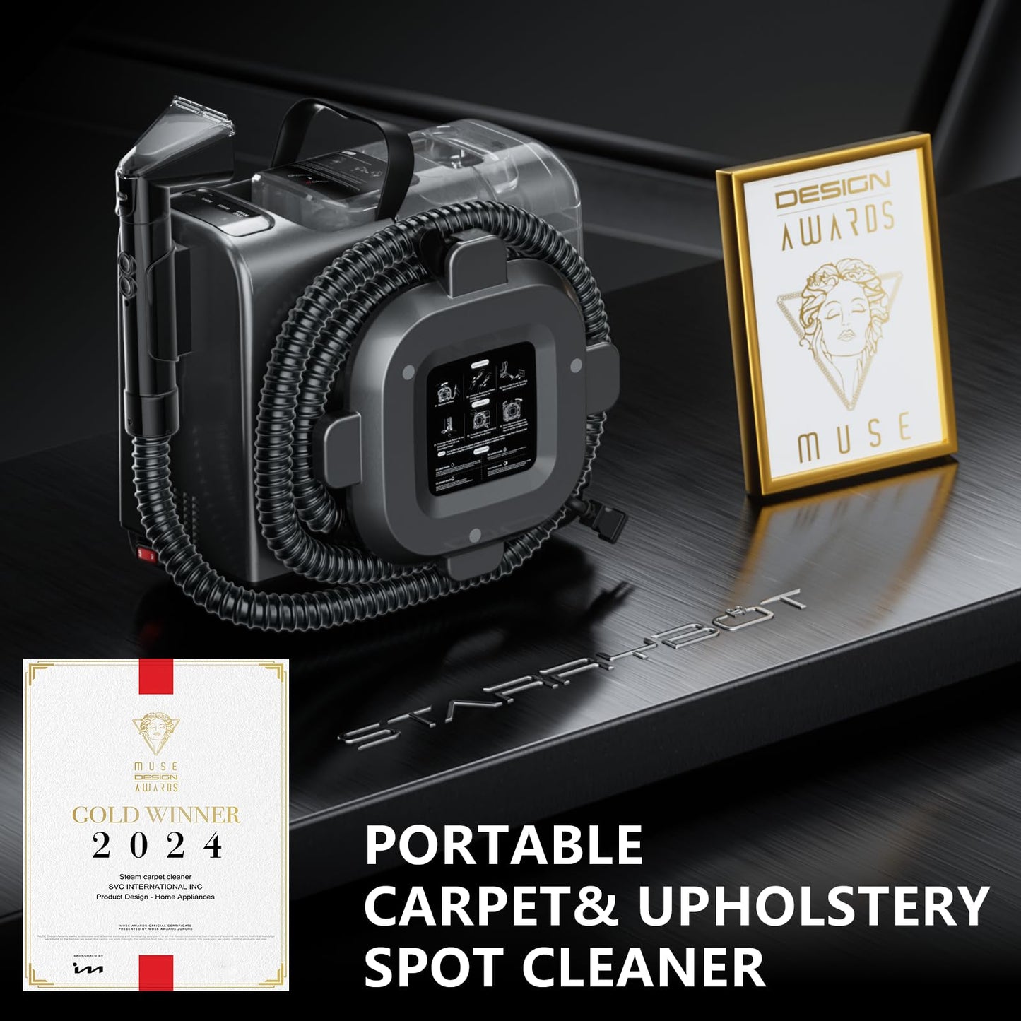 Starrybot Portable Carpet & Upholstery Cleaner - 15Kpa Suction Power for Pets, Cars, and Furniture Starrybot