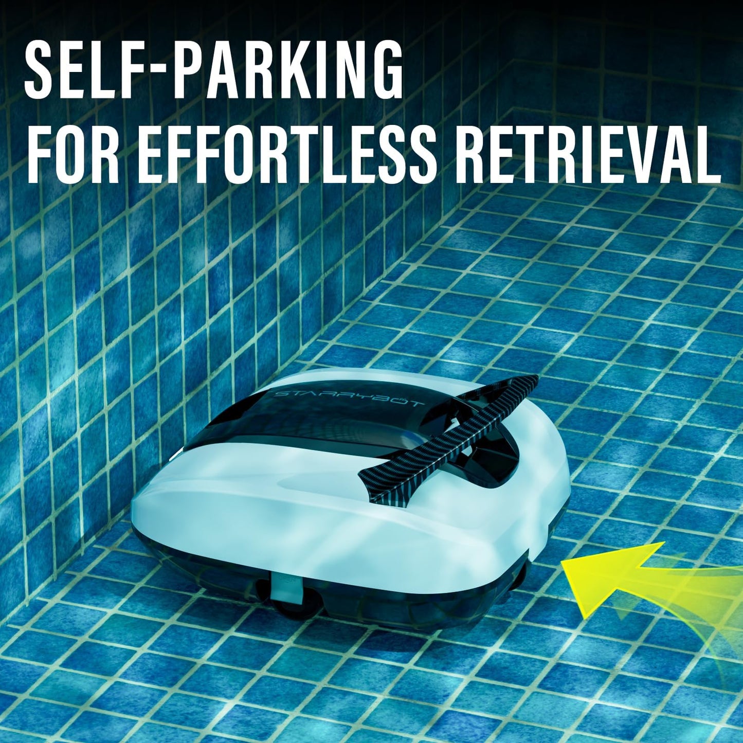 Starrybot Cordless Robotic Pool Cleaner for Above-Ground Pools - 150 Mins Runtime, Self-Parking Technology, Cleans Up to 900 Sq.Ft Starrybot